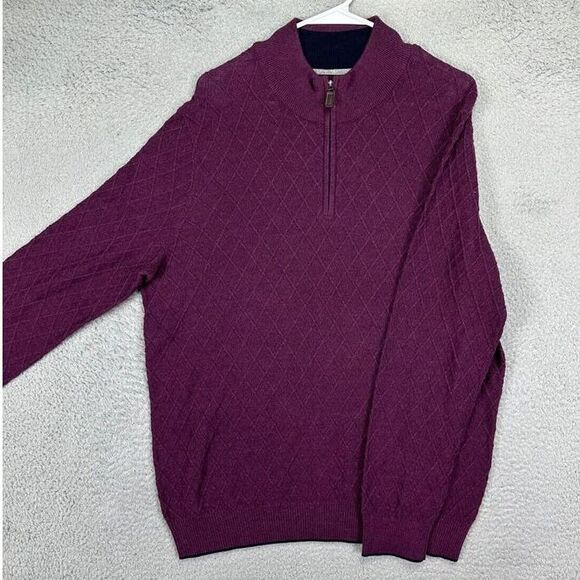Jos. A. Bank Traveler Sweater Mens Medium Purple Pima Cotton Traditional Fit NEW